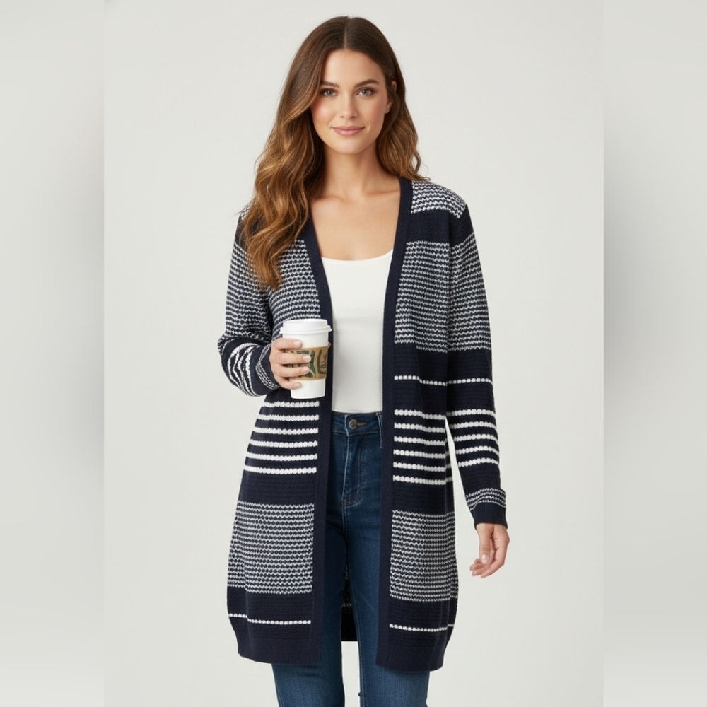 Christopher Banks extra large cardigan sweater blue and white